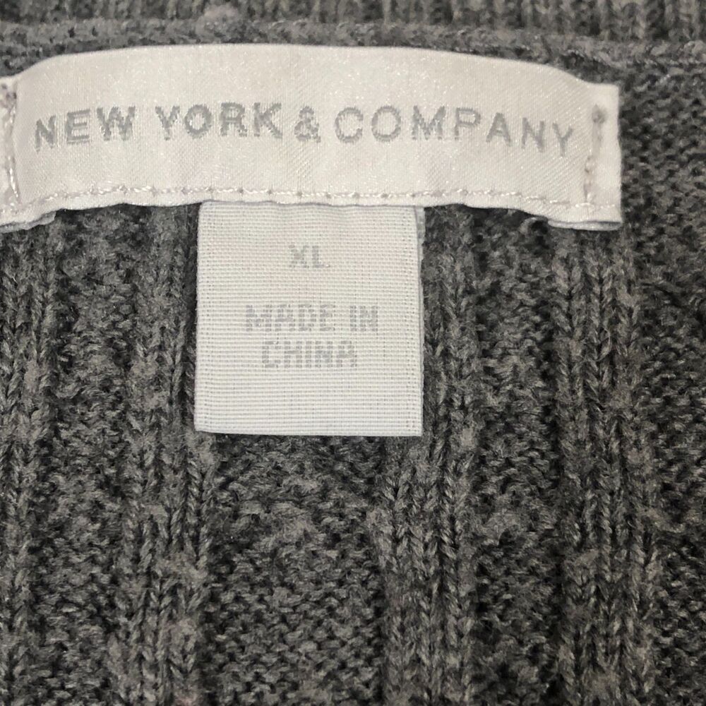 NYC Cable Knit Sweater Womens Size XL Gray Old Money Quiet Luxury Cottagecore‎ - Picture 5 of 8